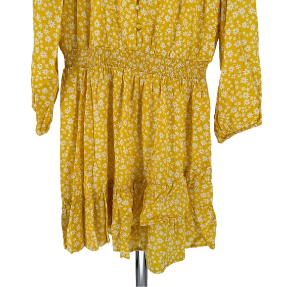 Collective Concepts Long Sleeve Button Front Floral Print Dress Yellow Floral XL - Picture 7 of 13